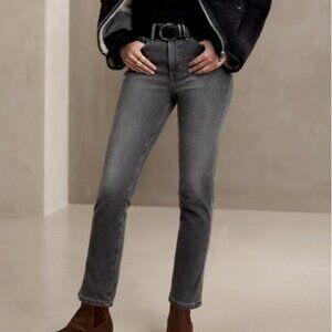 Banana Republic High Rise Premium Denim Cropped Ankle Slim Leg Gray Wash